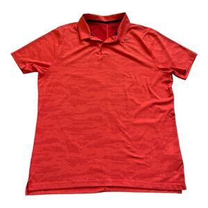 Nike Golf Polo Shirt Mens Large Orange Standard Dri-Fit Casual Preppy Work